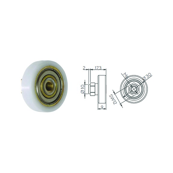 BEARING DIA.&nbsp;30&nbsp;MM L.17.3 MM HOLE M6 OUTER RING - BEARING DIA.&nbsp;30 L 17.3&nbsp;MM HOLE M6 OUTER RING