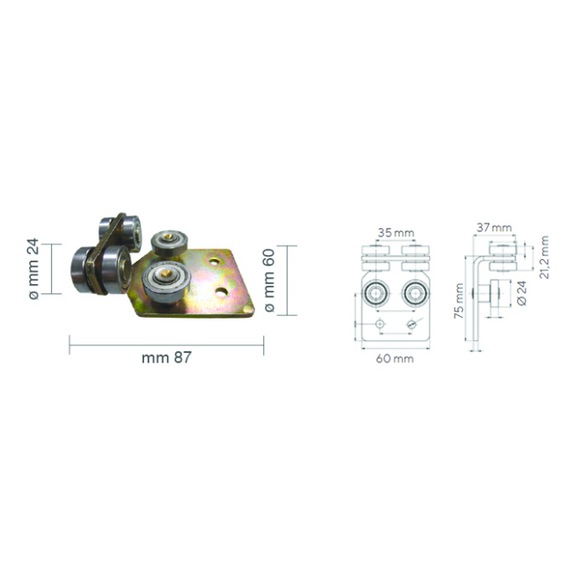 POLEA ALU SCHMAL PLACA ANGULAR DIÁM. RUEDA 24 MM - POLEA ALU SCHMAL CON PLACA ANGULAR Y DIÁM.&nbsp;24, TIPO ANTIGUO