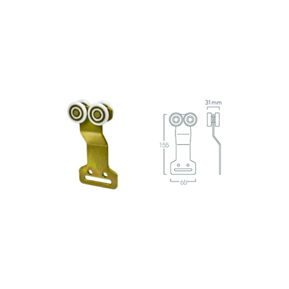 PULLEY EDSCHA DIA.&nbsp;35&nbsp;MM 4 WHEELS LONG BRACKET