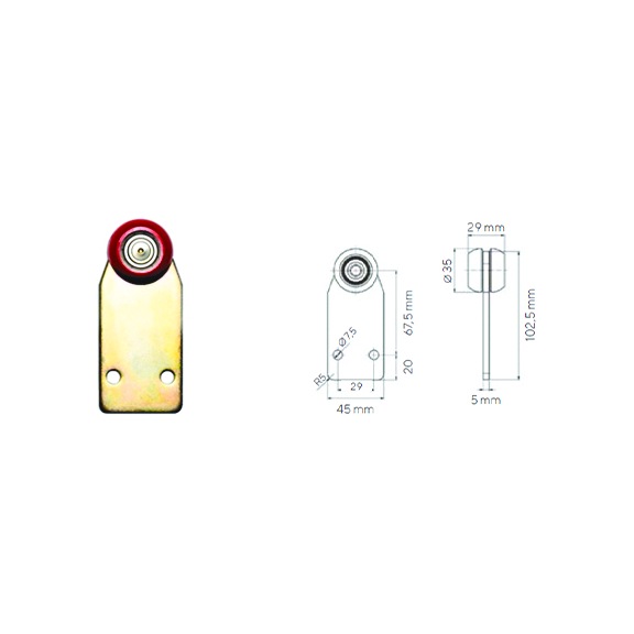 PULLEY EDSCHA DIA.&nbsp;35 NYLON STRAIGHT PLATE 105X45&nbsp;MM