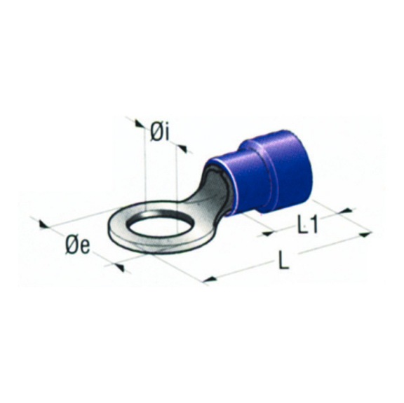 BLUE RING PRE-INSULATED TERMINALS - BLUE WIRE RING TERMINAL 5 M CABLE SECTION 1/2.5 mm²