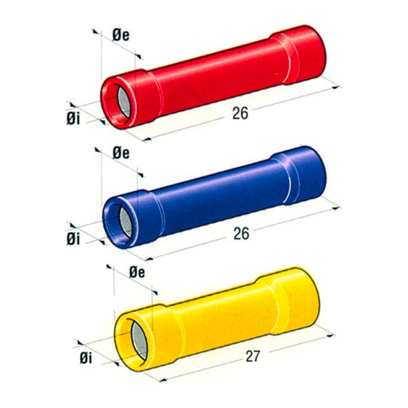 PRE-INSULATED FERRULES AND CONNECTION TUBES - BLUE HEAD CONNECTOR CABLE SECTION 1/2.5 mm² COPPER/ZINC-PLATED MATERIAL