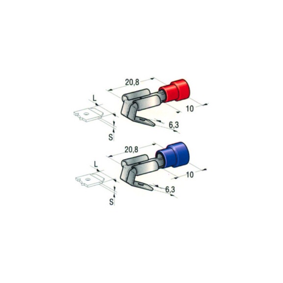 MALE PRE-INSULATED BLADE FUSES TERMINALS - PRE-INSULATED BLUE MIXED CABLE LUG L. 6.3X0.8 CABLE SECT. 1/2.5 mm² COPPER/ZINC-PLATED