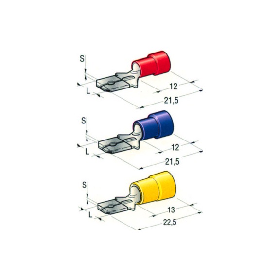 MALE PRE-INSULATED BLADE FUSES TERMINALS - PRE-INSULATED RED MALE CABLE LUG CABLE SECT. 0.25/1 mm² COPPER/ZINC-PLATED