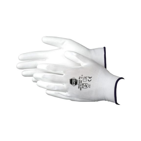 Mechanic PU assembly gloves - Mechanic PU assembly gloves EN 388 - 3131X - CAT. II in nylon, white, size 10