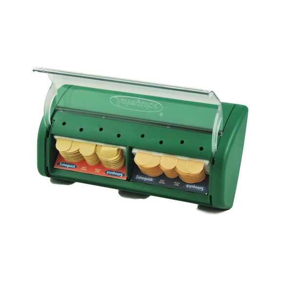 Dispensador de esparadrapo - Caja dispensadora de esparadrapo SALVEQUICK de plástico, verde 230x120x60 mm