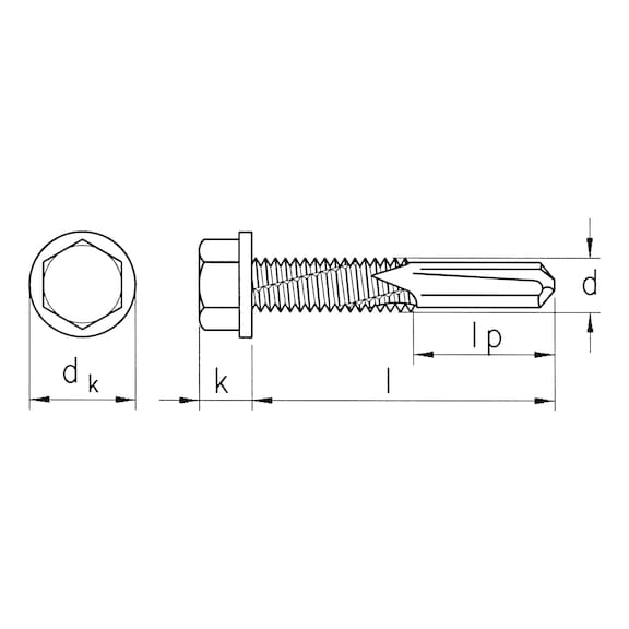 sebS drilling screw, hexagon head with long drill tip similar to DIN 7504-K zp - 2