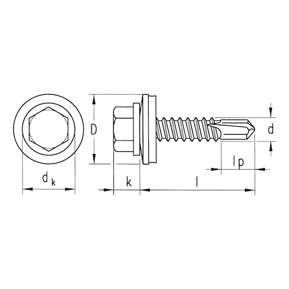 sebS hexagon-head drilling screw with sealing washer, galvanised - 3