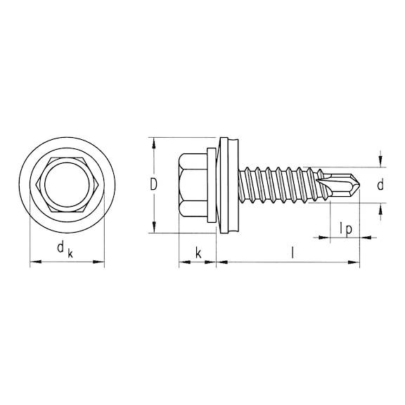 sebSta hexagon head drilling screw sim. to DIN 7504-K bimetal A2/steel RUSPERT® - 5