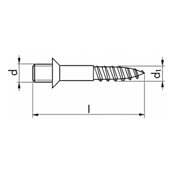 Shoulder screw with wood thread, galvanised - 2