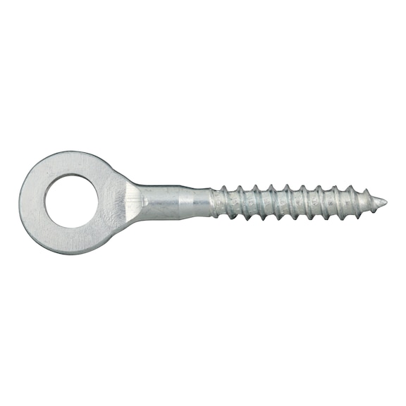 Eyelet screw with wood screw thread, zinc plated - 1