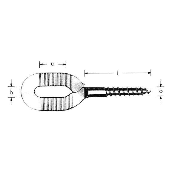 Oval eye screw with wood screw thread, zinc plated - 2