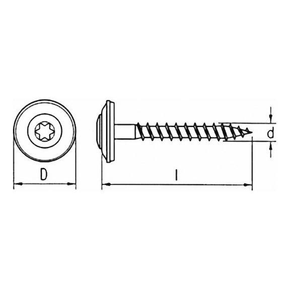 Roofing screw with sealing washer, dia. 20 mm, A2, TX - 2