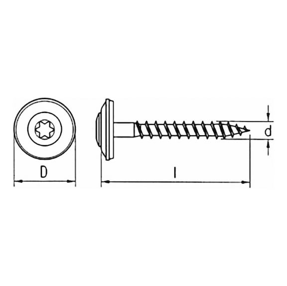 Roofing screw with sealing washer, dia. 15 mm, A2, copper-plated, TX - 3
