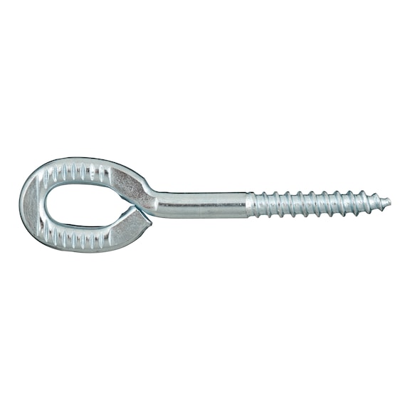 Oval eye screw with wood screw thread, zinc plated - 1