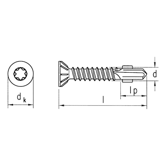 sebS drilling screw, countersunk milling head, similar to DIN 7504-P, zinc plated - 2