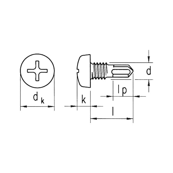 sebS drilling screw, Minipoint round head, similar to DIN 7504-N, zinc plated - 2