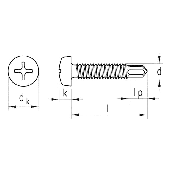 sebS drilling screw, round head, window construction, similar to DIN 7504-N, zinc plated - 2