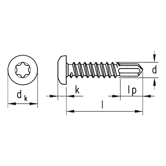 sebS drilling screw, round head, TX, similar to DIN 7504-N, zinc plated - 2
