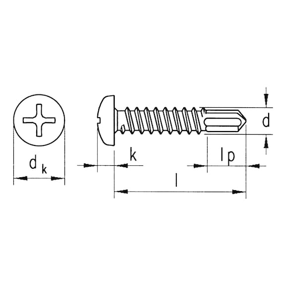 sebSta pan head drilling screw, sim. to DIN 7504-N bimetal A2/steel RUSPERT® - 2