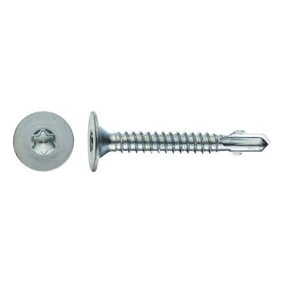 sebS flat countersunk head drilling screw, zinc plated - 1