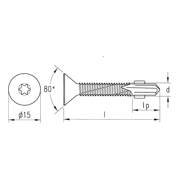 sebS drilling screw, countersunk head, similar to DIN 7504-P, zinc plated - 2