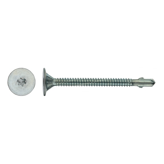 sebS flat countersunk milling head drilling screw, zinc plated - 1