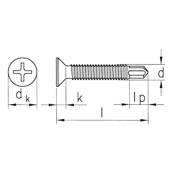 sebS drilling screw, countersunk head, window construction, similar to DIN 7504-P-H, zinc plated - 2