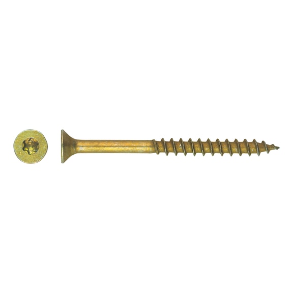 Chipboard screws, zinc plated yellow - ACP chipboard screw, countersunk head, TX 15, PT, zp. yellow, 4.0x60/36