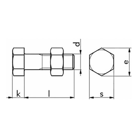 Hexagonal bolt, DIN 601, incl. nut - 2