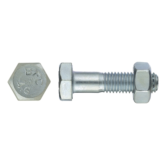Hexagonal bolt with nut, DIN 601, galvanised - 1