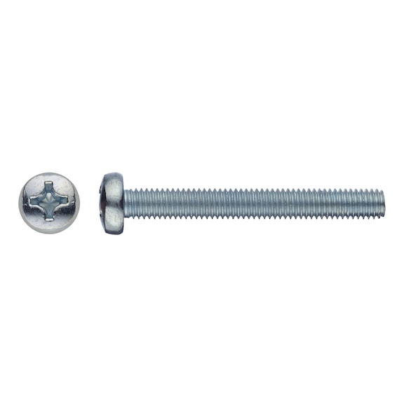 Pan head screw, DIN 7985 4.8, zinc plated - 1