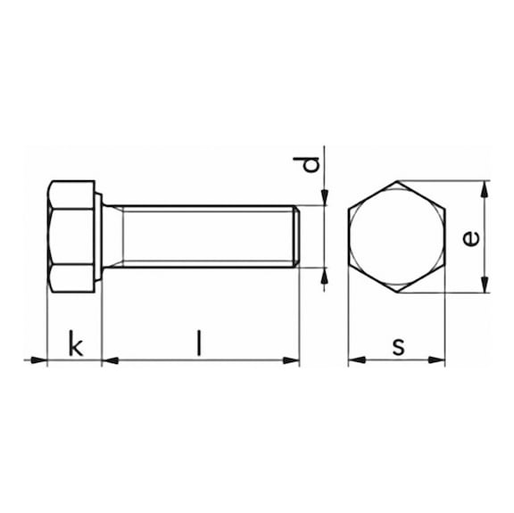 Hexagonal bolt, DIN 933, 8.8, plain - 2