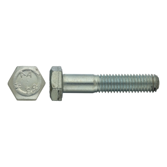 Hexagonal bolt with shank, DIN 931 8.8, galvanised - 1
