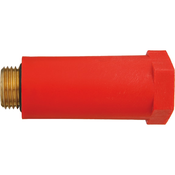 Stop end with brass thread insert - Stop end, plastic, red, with brass threaded insert 1/2"