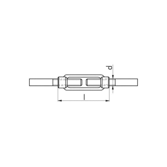 Turnbuckle with weld-on ends, DIN 1480, zinc plated - 2