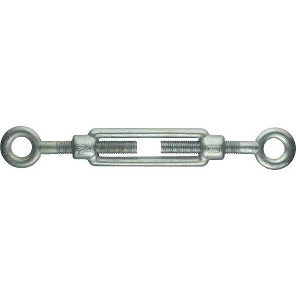 Turnbuckle with eyelets, DIN 1480, zinc plated - 1