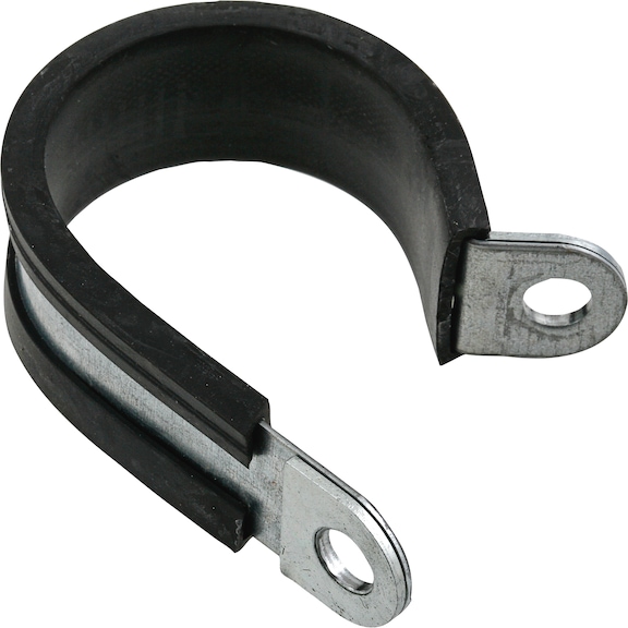 Pipe clamp, steel, zinc plated, with RSGU rubber profile - 1