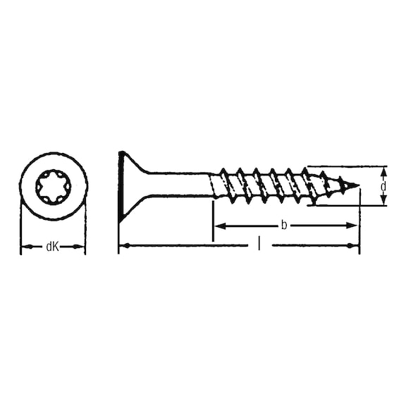 Countersunk head chipboard screw, A2, TX - 2