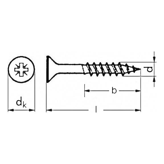 Countersunk head chipboard screw, A2, Pozidriv - 2