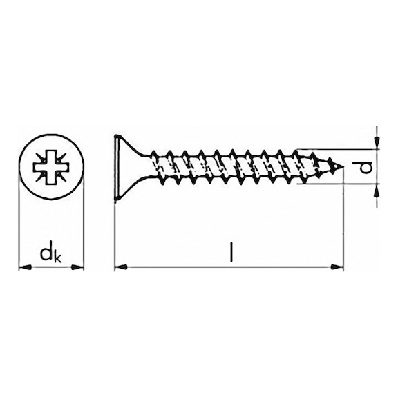 Countersunk head chipboard screw, zinc plated, Pozidriv - 2