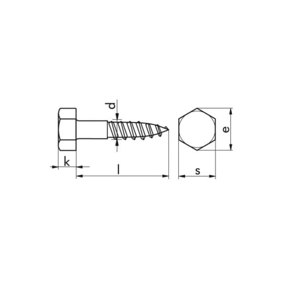 Hexagon-head wood screw, DIN 571, A2 - 2