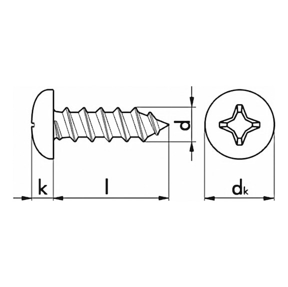 Round head tapping screw, DIN 7981, zinc plated, type C - 2