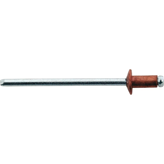 Round pan head blind rivet, copper/steel - 1