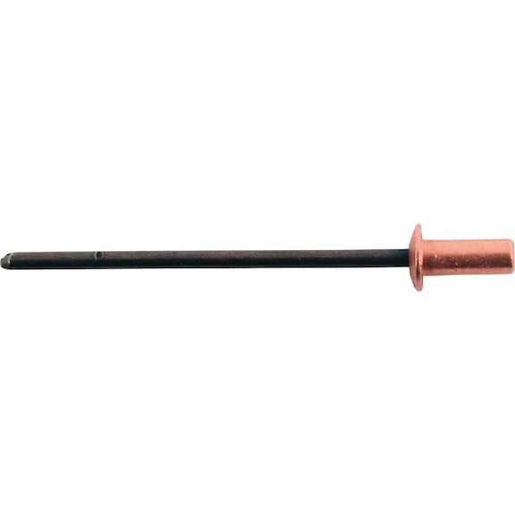 Round pan head closed-end blind rivet, copper/steel - 1
