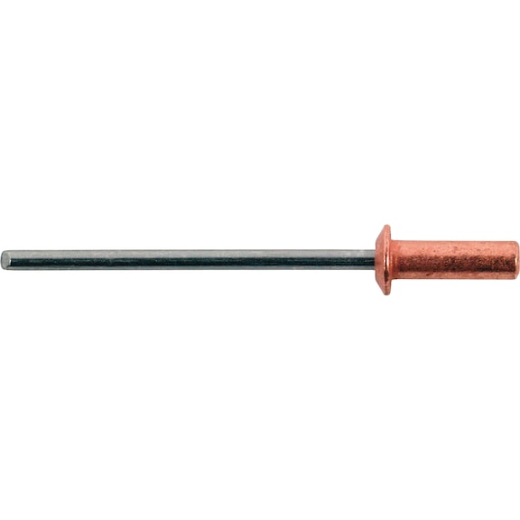 Round pan head closed-end blind rivet, copper/A2 - 1