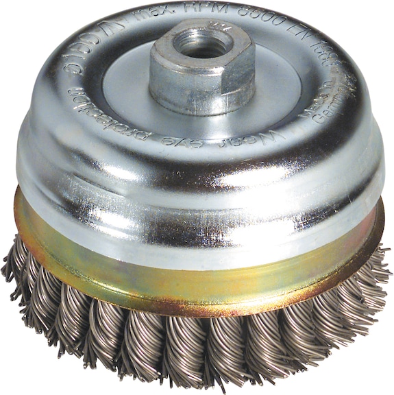 Wire cup brush, steel wire, plaited