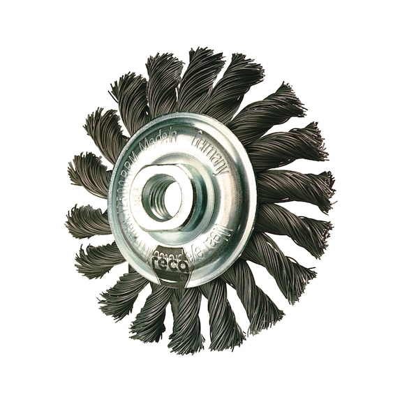 Conical wire brush, steel wire, knotted