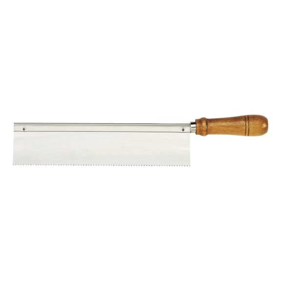 Fine-toothed saw with straight wooden handle