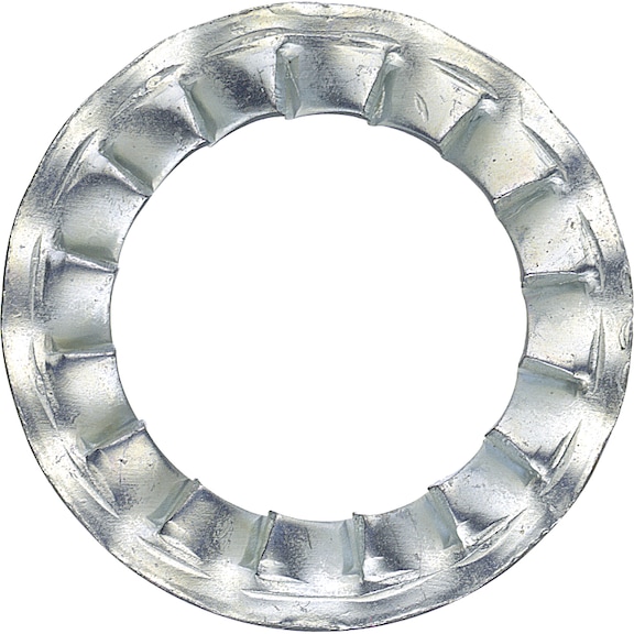 Serrated lock washer, DIN 6798, zinc plated, type I - 1